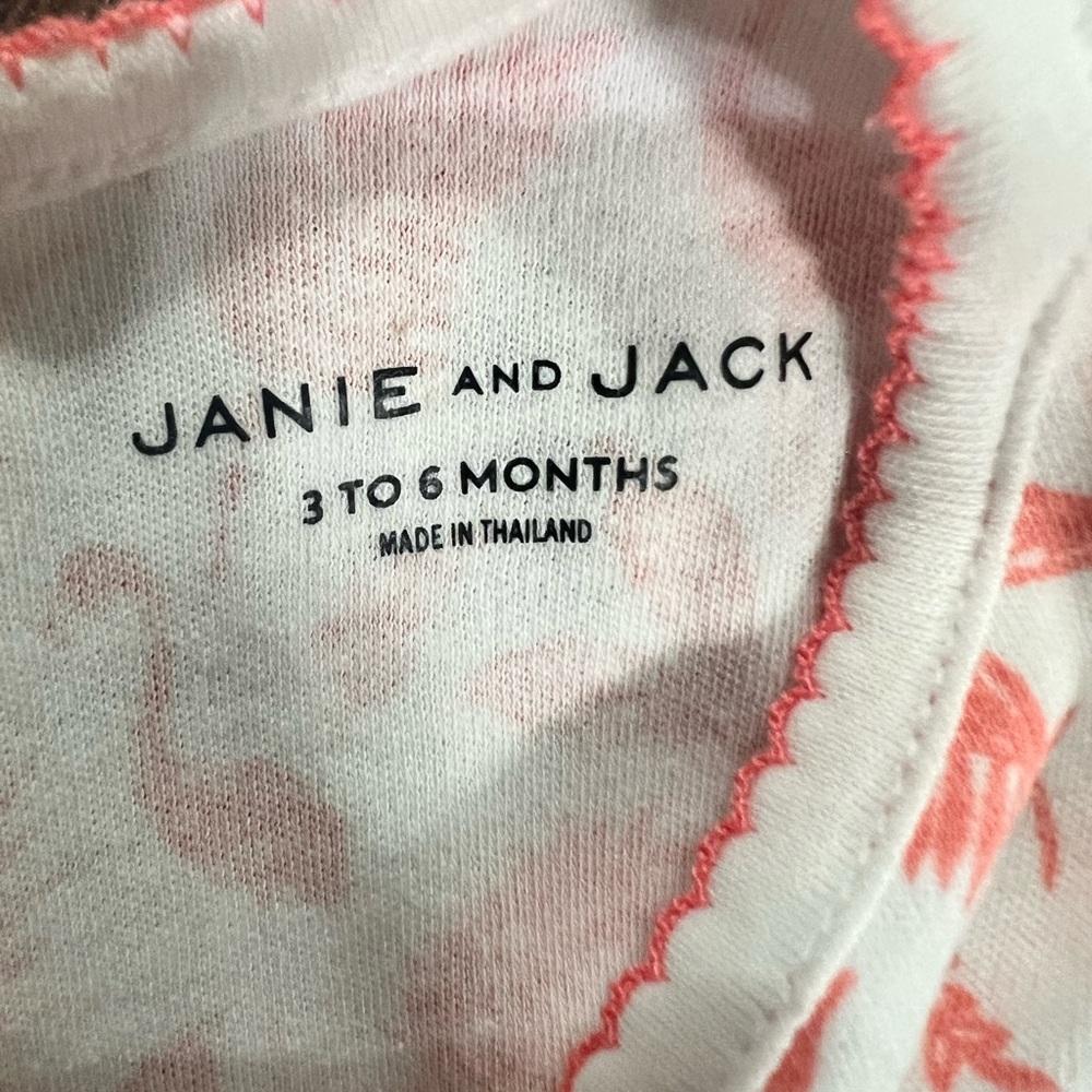 Janie and Jack White & Coral Flamingo Print Dress and Bloomer Set NWOT 3-6 Mos - Picture 4 of 8